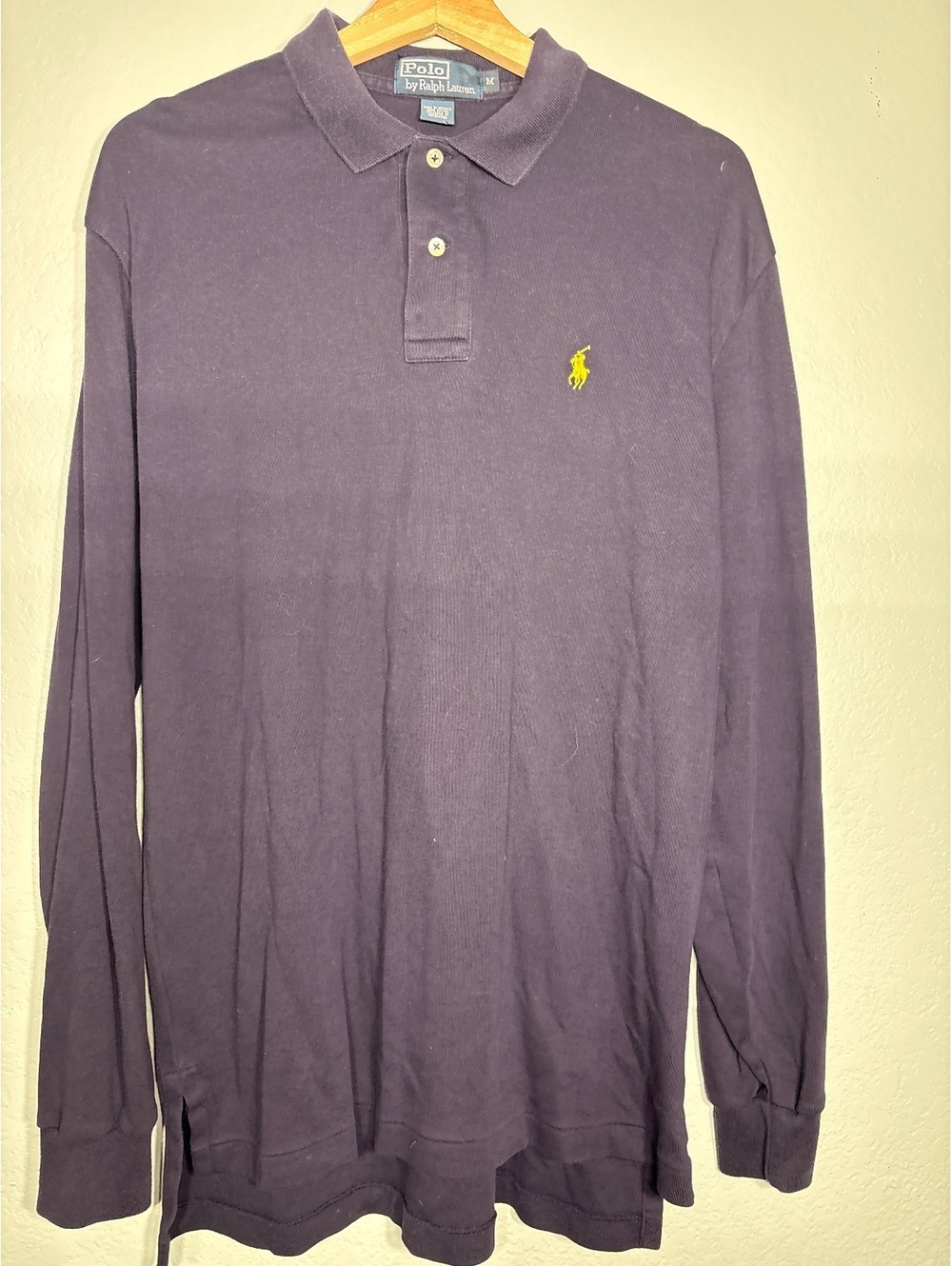 Polo Ralph Lauren long sleeve polo M. Classic navy with yellow pony